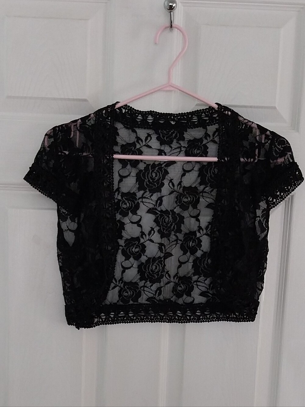 Black Lace Bolero Shrug Crop Top - Women's Lace Overlay